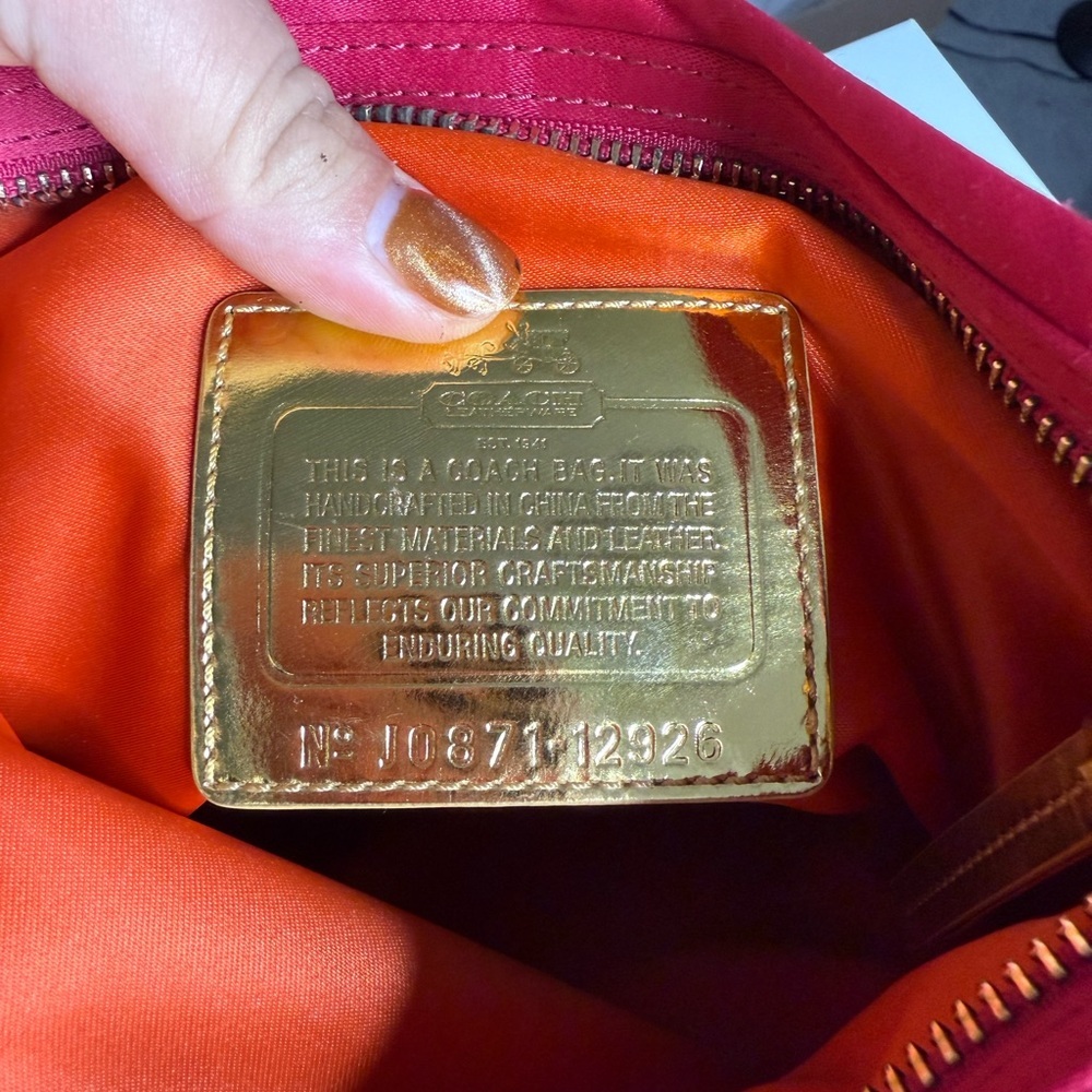 Coach Amanda Turnlock Kisslock Pink and Orange Chain Foldover Clutch Gold - Picture 4 of 8